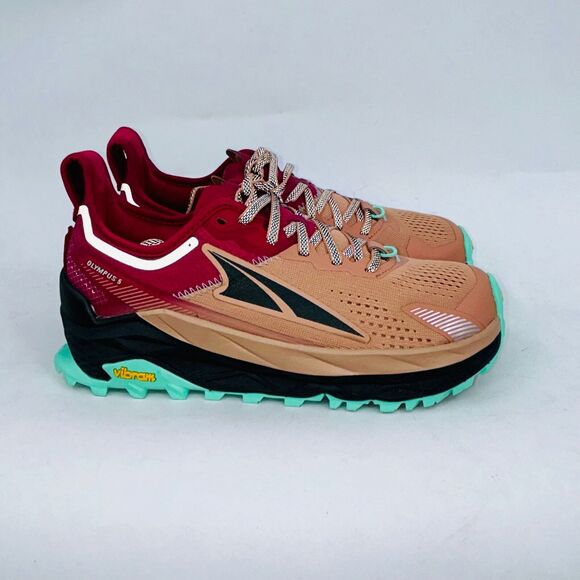 Altra Shoes - WOMEN'S ALTRA OLYMPUS 5 BROWN/RED COMFORTABLE ROBUST TRAINING SNEAKERS SIZE 8.5B